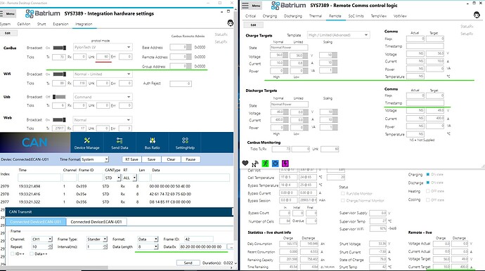 Batrium BMS settings and communication
